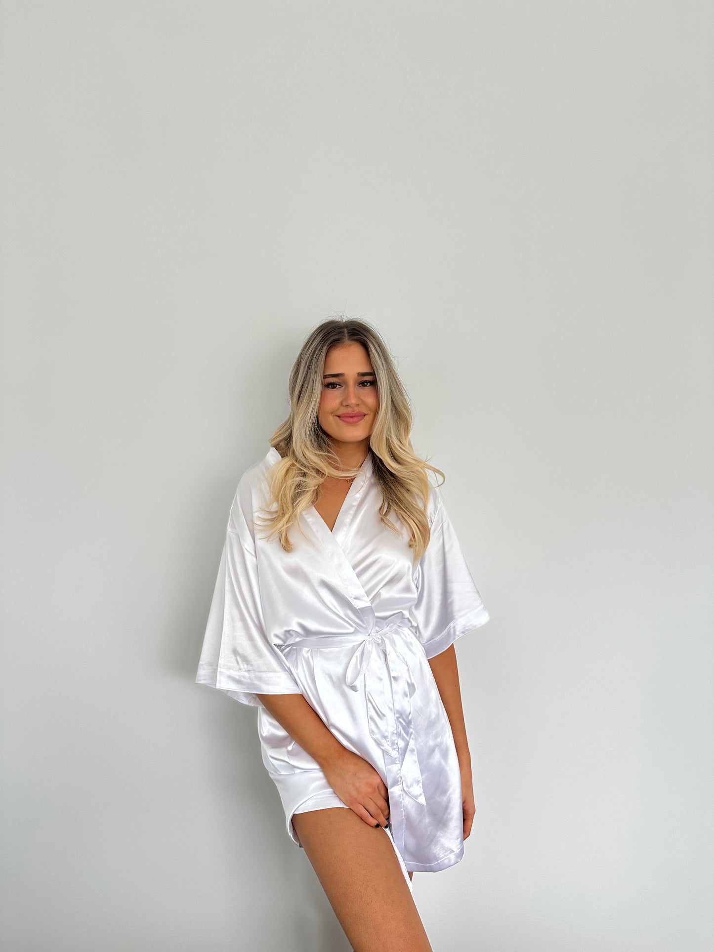 Women’s white satin robe