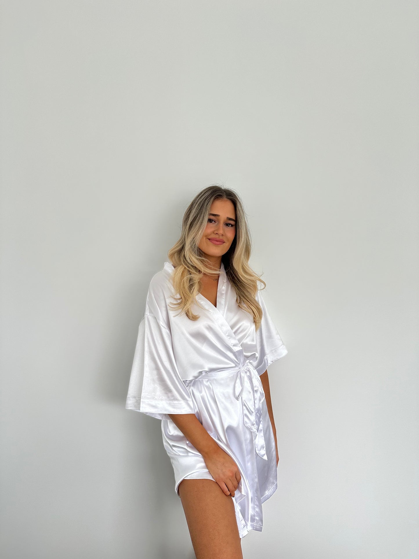 Women’s white satin robe