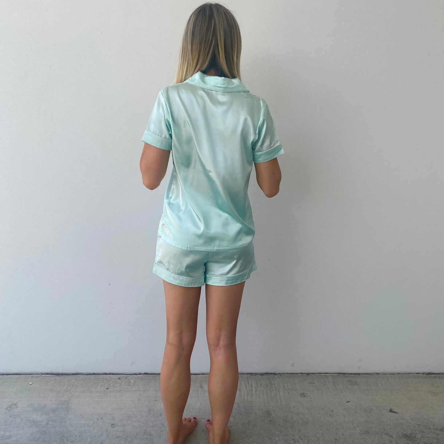 Women’s satin short set - Iced mint